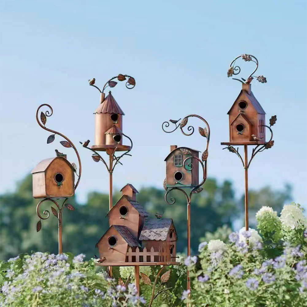 Smart Garden Mini - Birdhouse Garden Stakes Outdoor Decor Metal