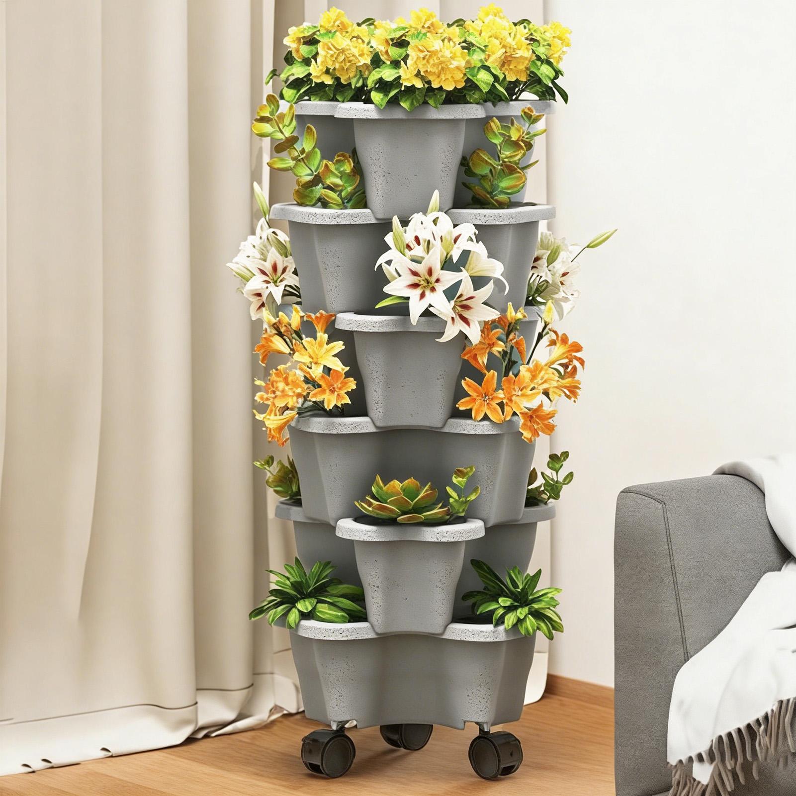 25x10cm 6-Tier Vertical Garden - Vertical Planter Tower 评论和价格