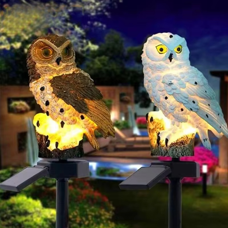Solar light owl animal sculptu - Smart Zen Garden 评论和价格
