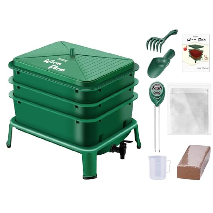 Worm Composter 32QT Worm Farm  - Composting Kit Indoor 评论和价格