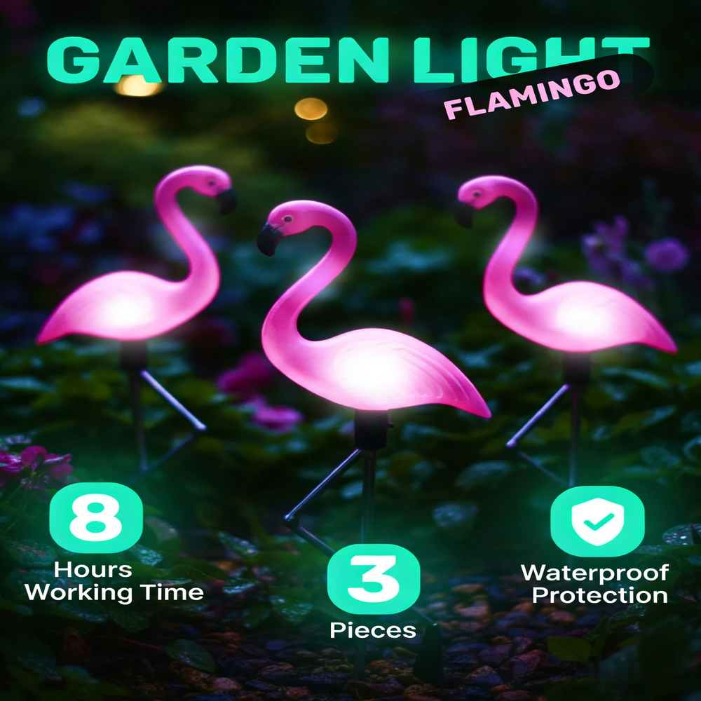 3Pcs Solar Powered Flamingo Gr - Smart Zen Garden 评论和价格