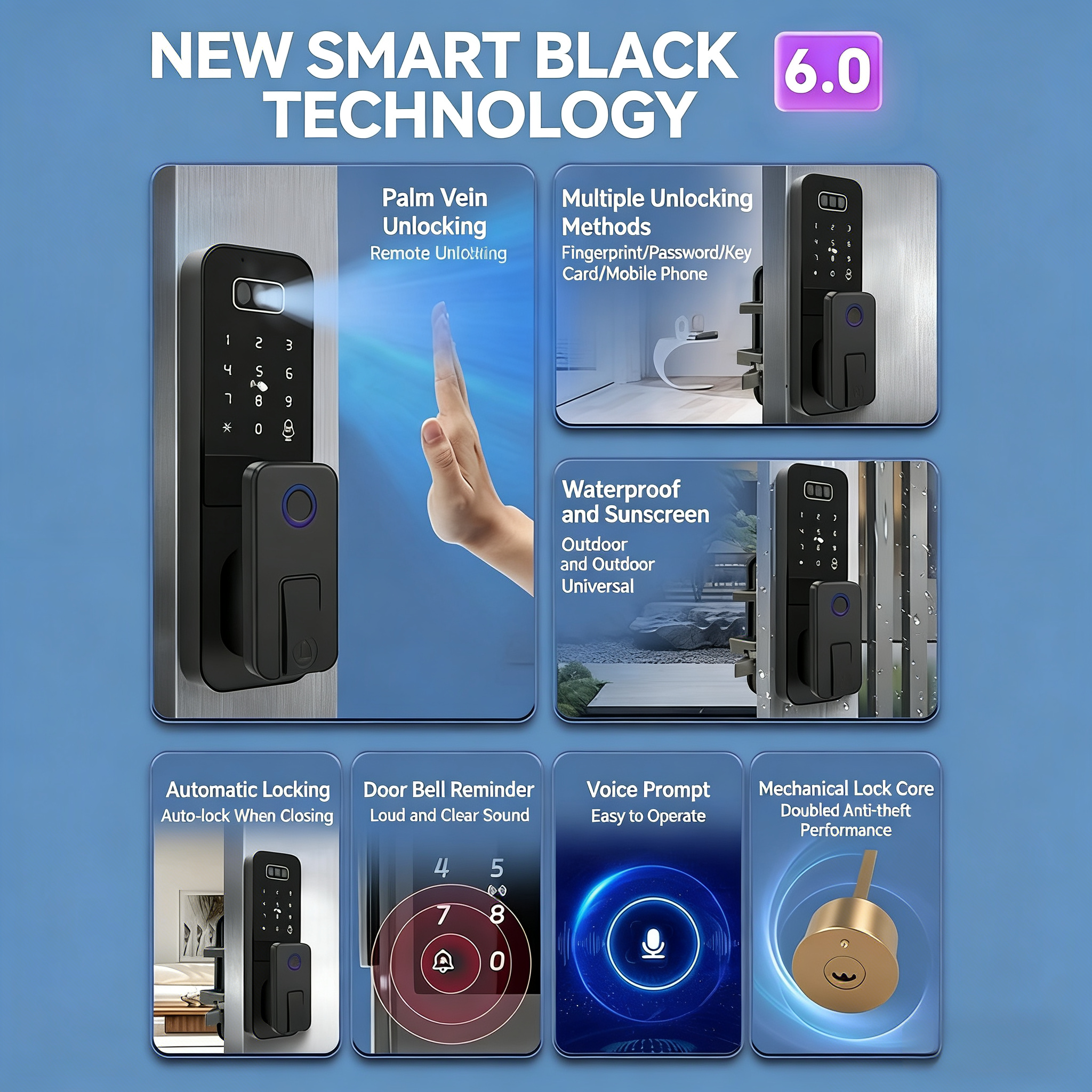 Tuya WiFi Smart Door Lock Face - Smart Garden Lock 评论和价格