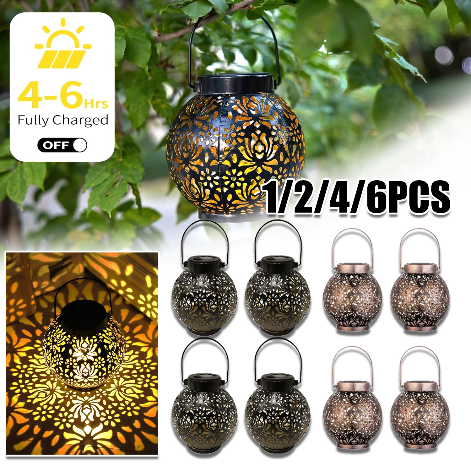 1-6PCS Moroccan Solar Lanterns - Smart Zen Garden 评论和价格