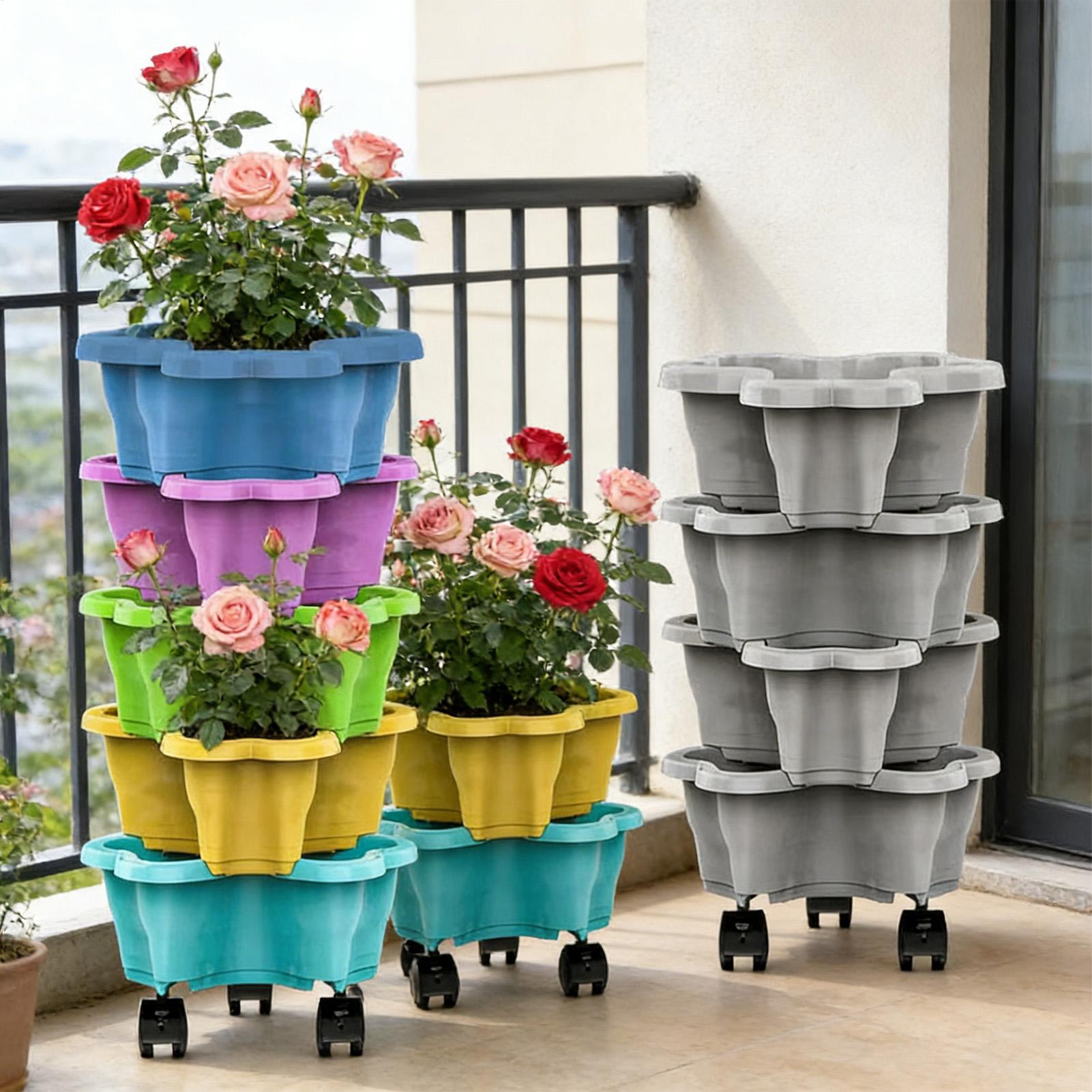 Multi-layer Plastic Flower Pot - Vertical Planter Tower 评论和价格