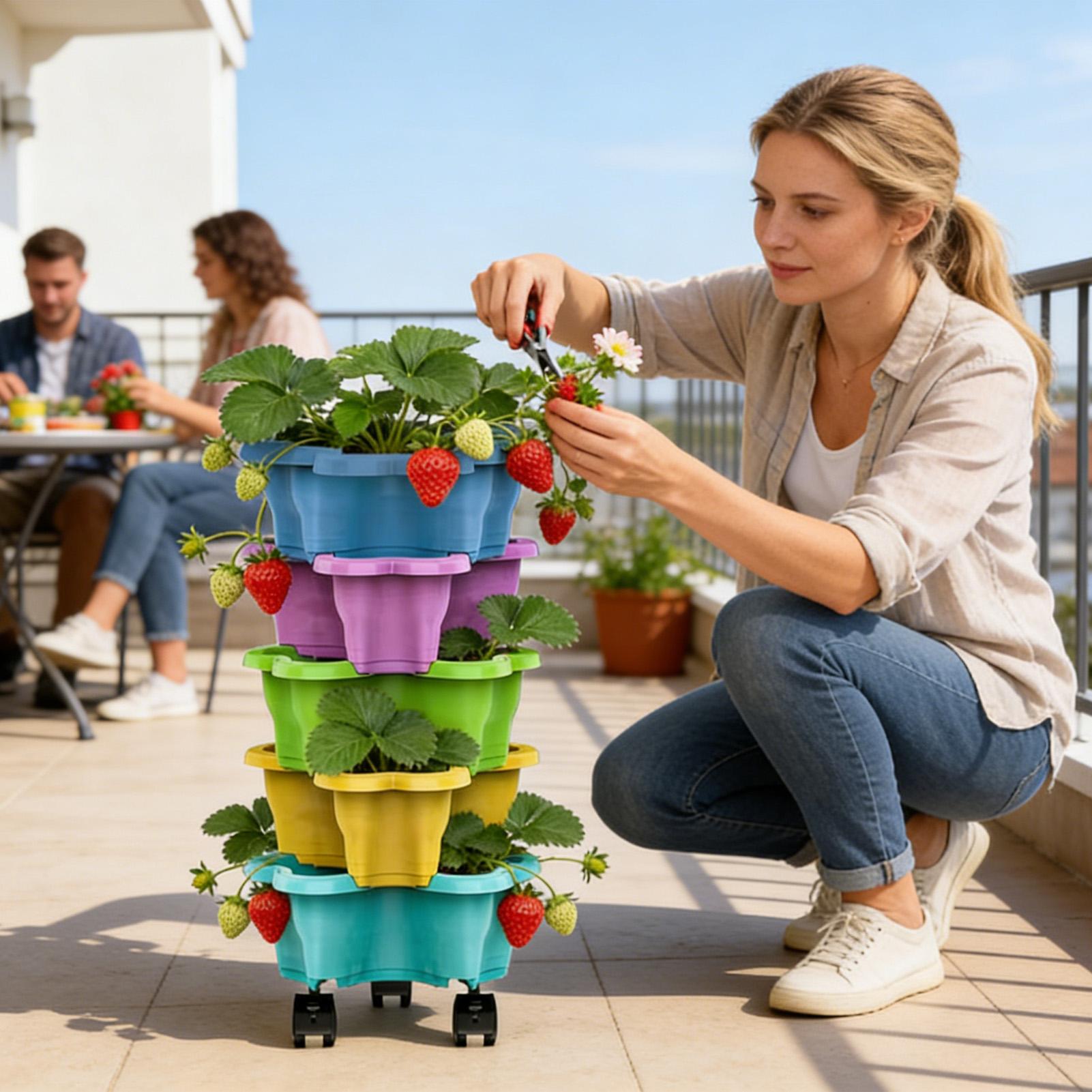 Multi-layer Plastic Flower Pot - Vertical Planter Tower 评论和价格