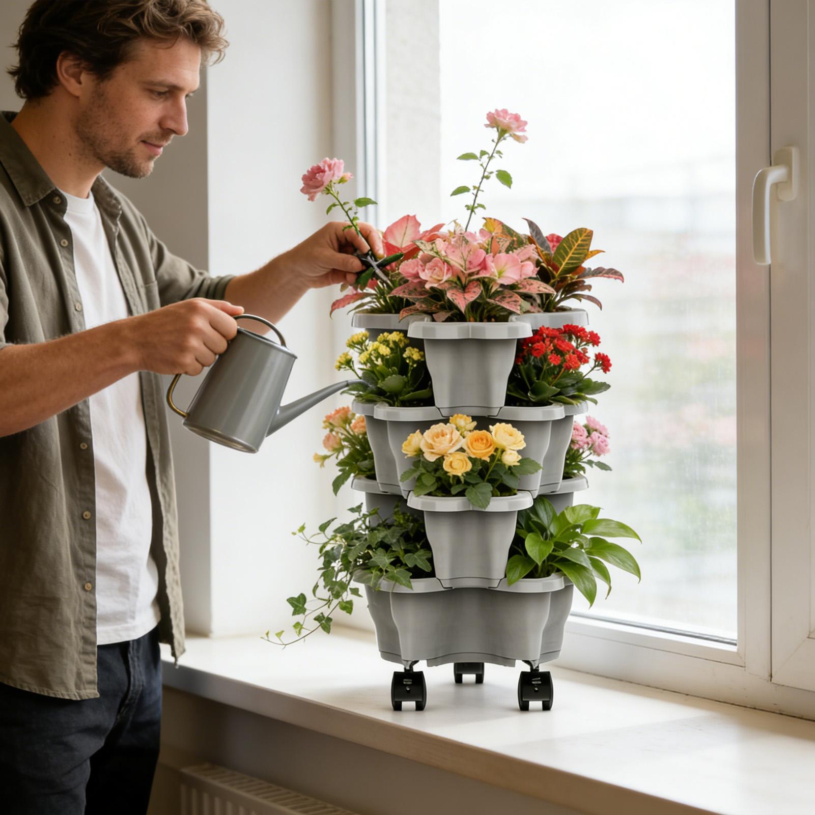 Multi-layer Plastic Flower Pot - Vertical Planter Tower 评论和价格