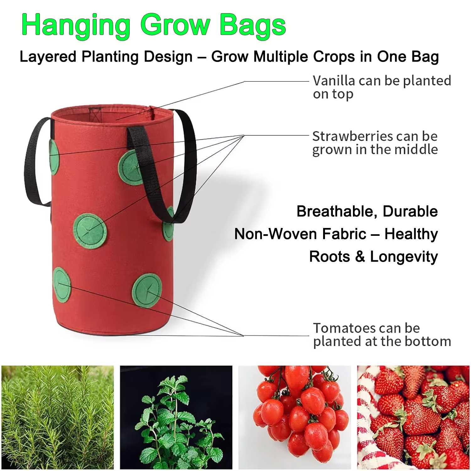 Hanging Grow Bags for Strawber - Vertical Planter Tower 评论和价格