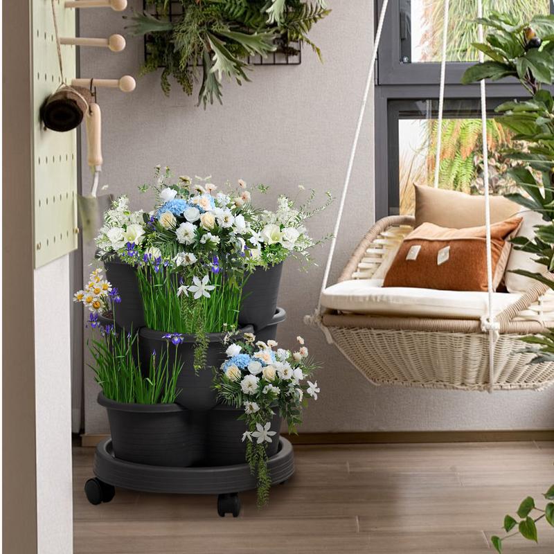 4pcs/set Stackable Vertical Fl - Vertical Planter Tower 评论和价格