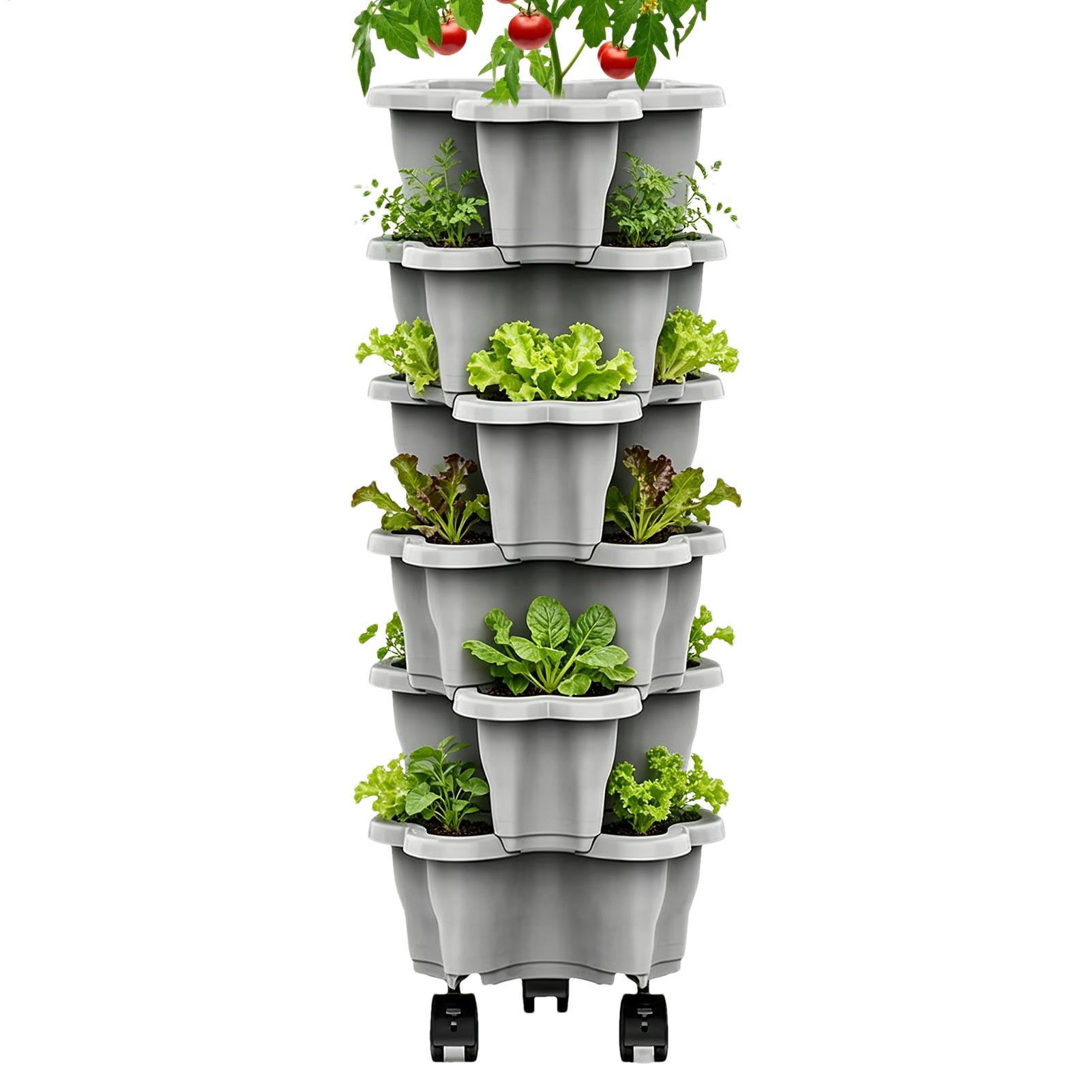 6-Tier Plastic Stackable Verti - Vertical Planter Tower 评论和价格