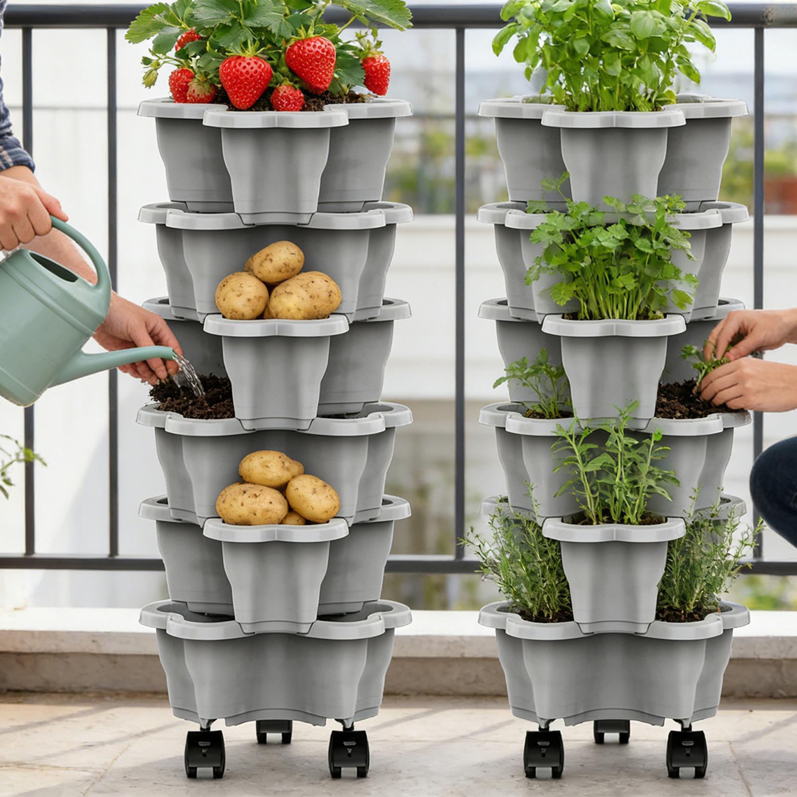 6-Tier Plastic Stackable Verti - Vertical Planter Tower 评论和价格