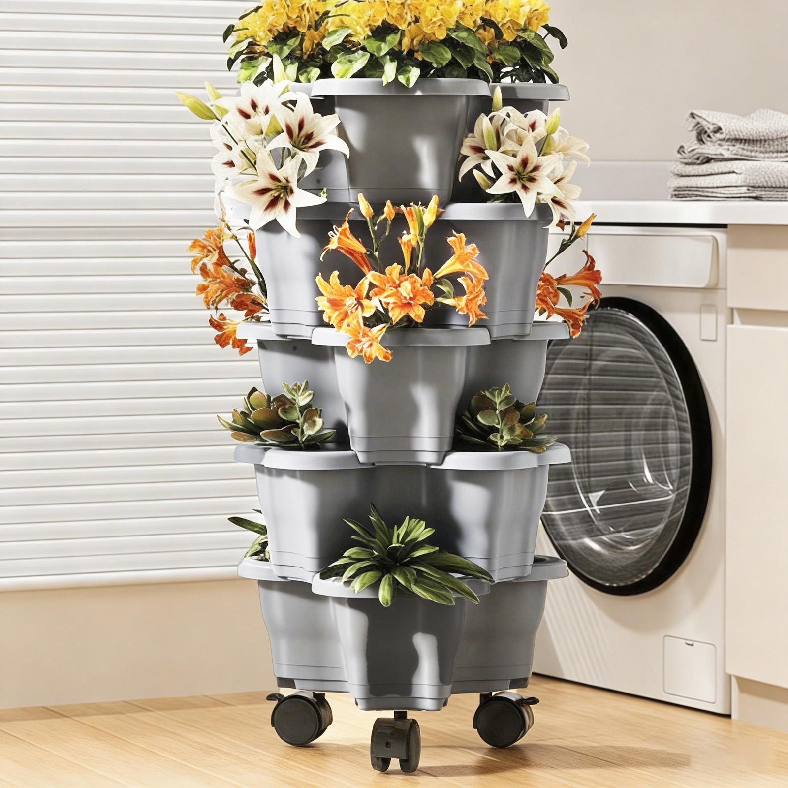 6-Tier Plastic Stackable Verti - Vertical Planter Tower 评论和价格