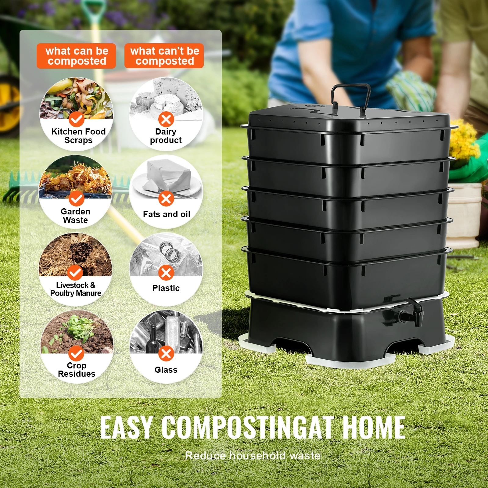 5-Tray Worm Composter Compost  - Composting Kit Indoor 评论和价格